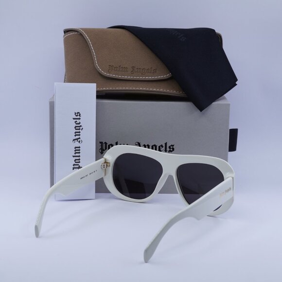 Palm Angels PERI103 ELFIN 0107 Aviator Sunglasses - White/Dark Grey - Picture 9 of 9